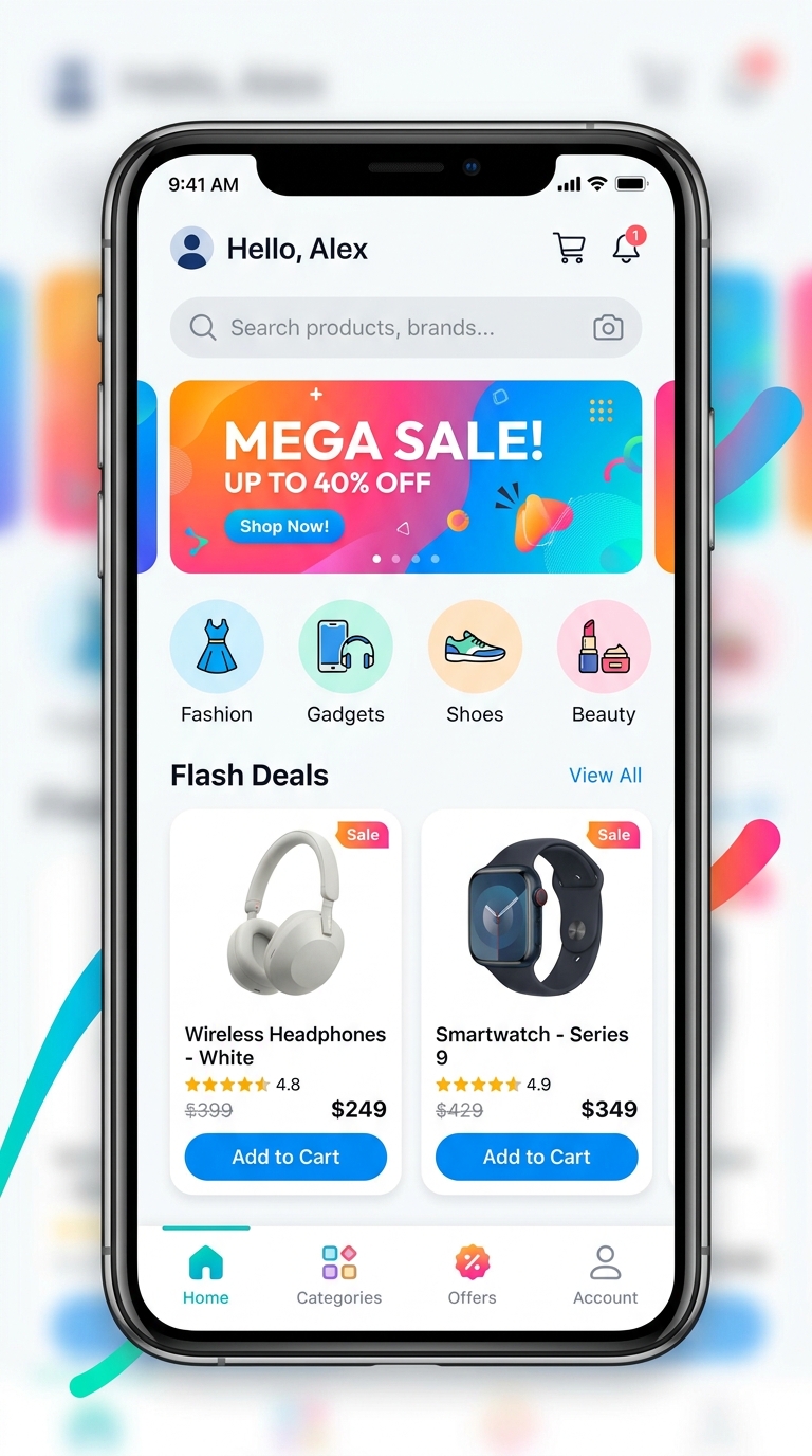 Ecommerce Shopping Mobile App Screen