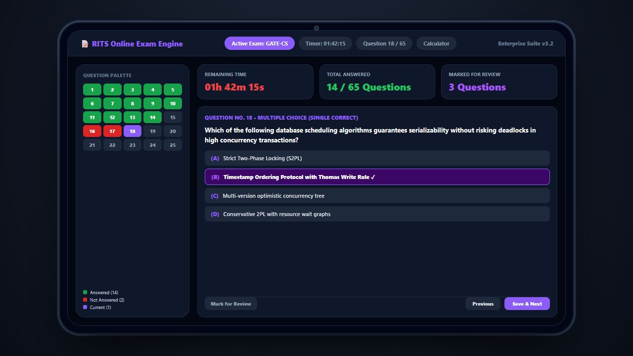 Online Test Portal Tablet Screen