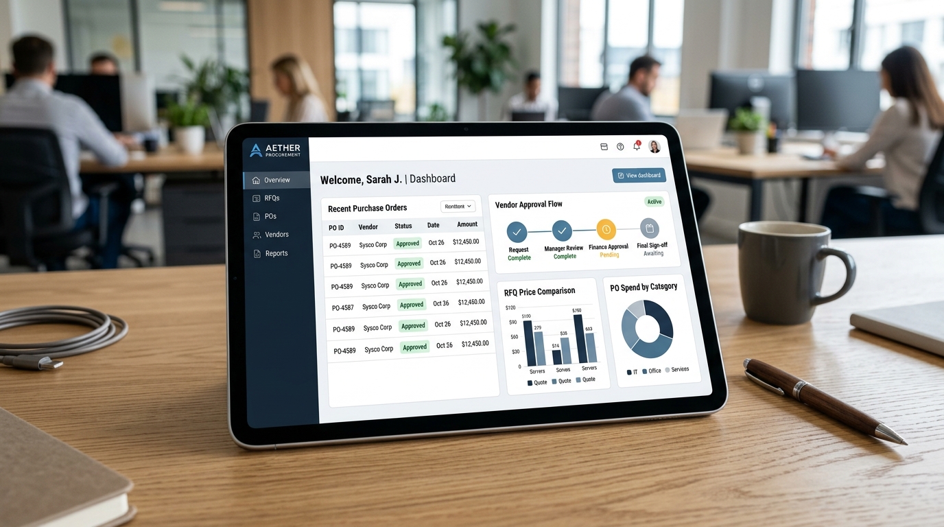 Procurement Software Tablet Screen