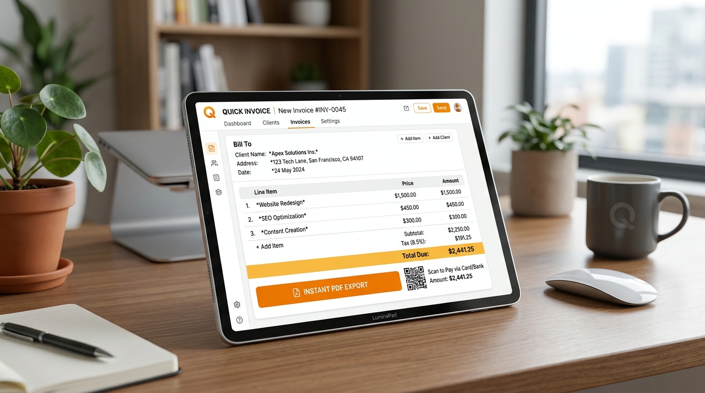 Quick Invoice Tablet Screen
