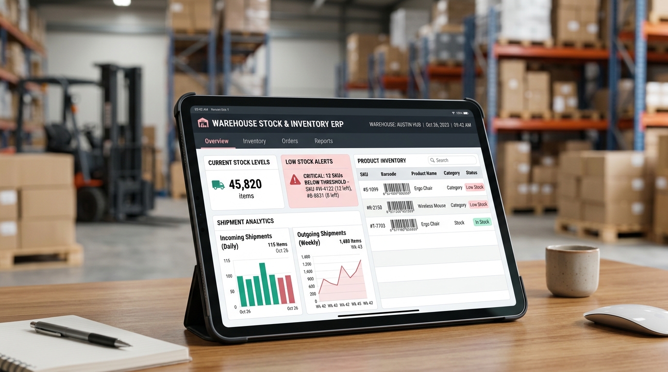 Stock Management Tablet Screen