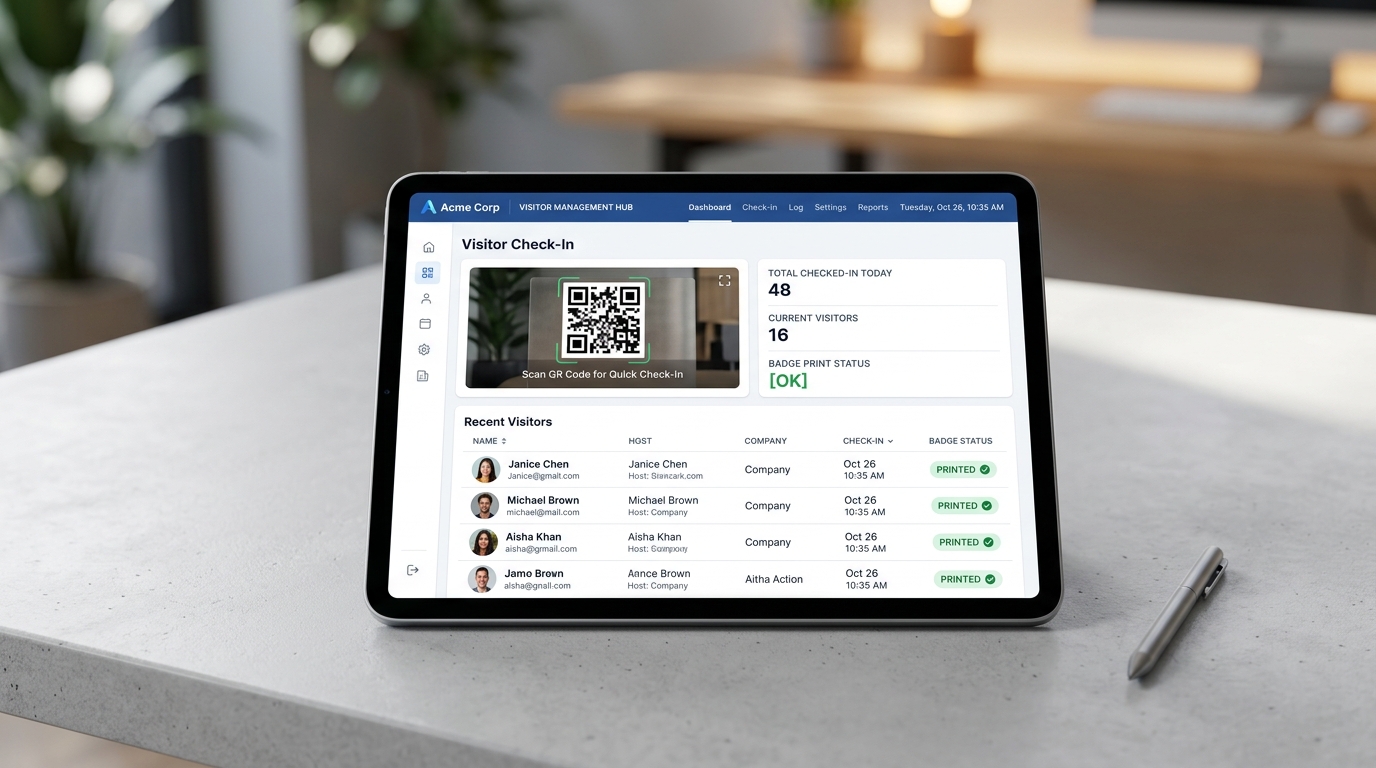 Visitor Management Tablet Screen